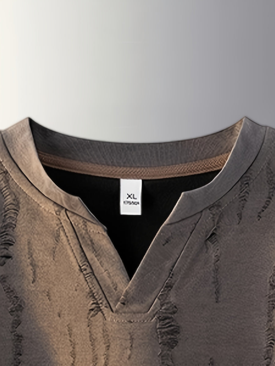Men'S Contrast Cracked V-Neck Short Sleeve T-Shirt Summer Loose Casual Athletic Pullover Base Layer Shirt Men'S Summer Easy Fashion Men'S Top - Dark Gray