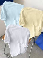 3pcs Set Men's Pure Cotton Short-Sleeve Crew Neck T-Shirt with Milan, Italy Pattern, Suitable for Daily Casual Wear, Comfortable, Soft, Breathable, Summer Essential - White + Apricot + Light Blue