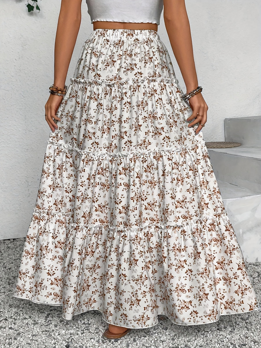 Women'S Fashionable Sweet Floral Long Dress Summer - Mixed colors