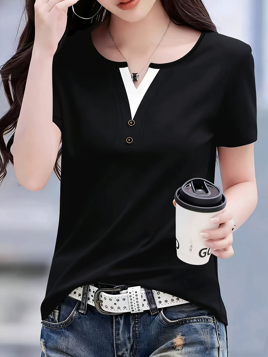 Ladies Casual Fashion Two-Piece Top - Black