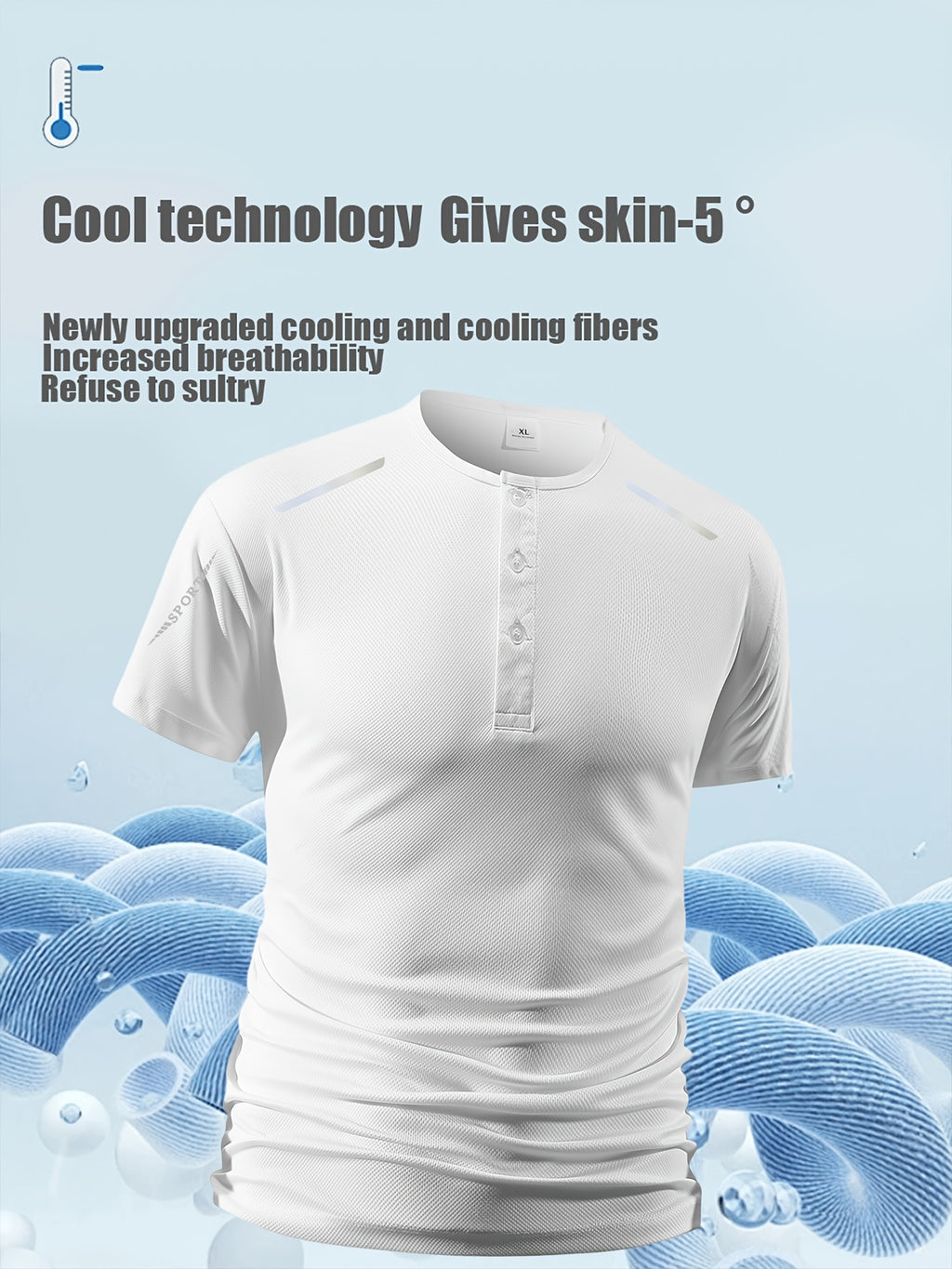 Men's Solid Color Henry Shirt, Breathable Basic T-shirt, Regular Button up Henry Collar Top, Retro Style Pullover, a Great Gift for Daily Commuting Wear. - White
