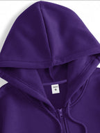 Black Metal Thorns Print Zipper Hooded Cardigan Sweatshirt - Purple