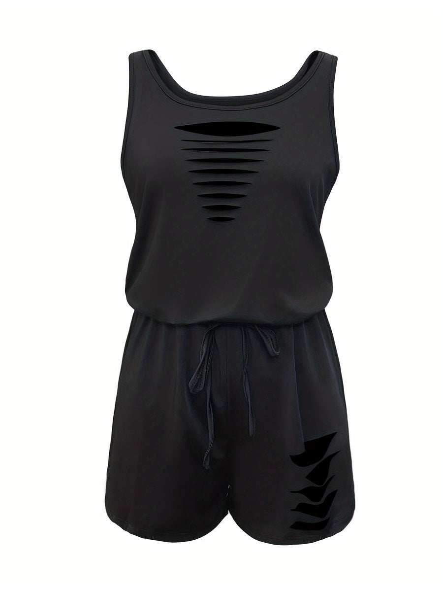 Ladies' Elegant And Casual Vacation Romper - Black