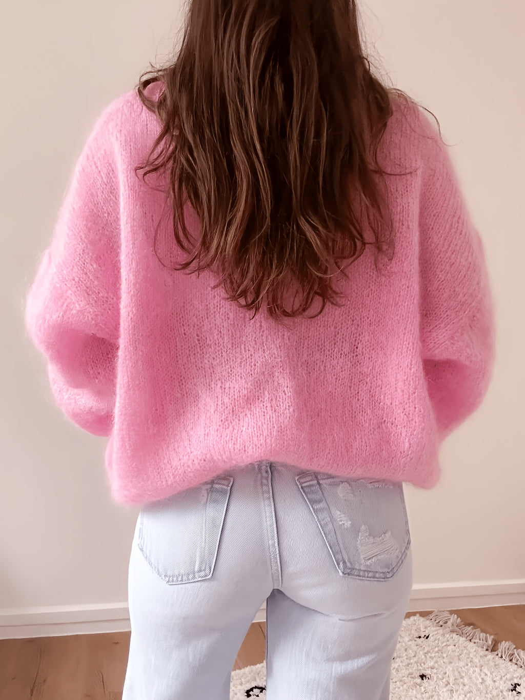 High-quality Sweater with a Soft Texture, Offering Comfortable and Loose-fitting Wear. The Elegant Design Is Suitable for Autumn and Winter Seasons, Especially for Warm Weather. Elegant Party Women's Wear, Festive Attire for Women, and Casual - Bright Pink Color