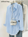 Elegant Special Edition Women's Printed Striped Shirt - Long Sleeve Button- Shirt, Classic Collar, Machine Washable, Suitable for Office, Commuting, or Formal Events, Office Attire, Sophisticated Casual - Mixed colors