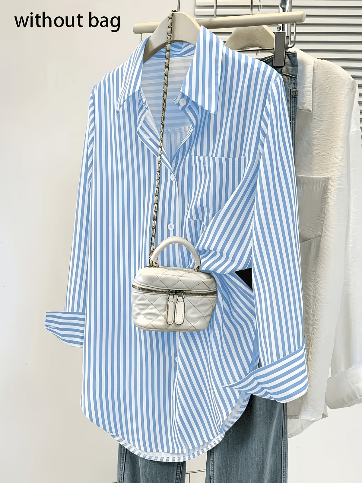 Elegant Special Edition Women's Printed Striped Shirt - Long Sleeve Button- Shirt, Classic Collar, Machine Washable, Suitable for Office, Commuting, or Formal Events, Office Attire, Sophisticated Casual - Mixed colors