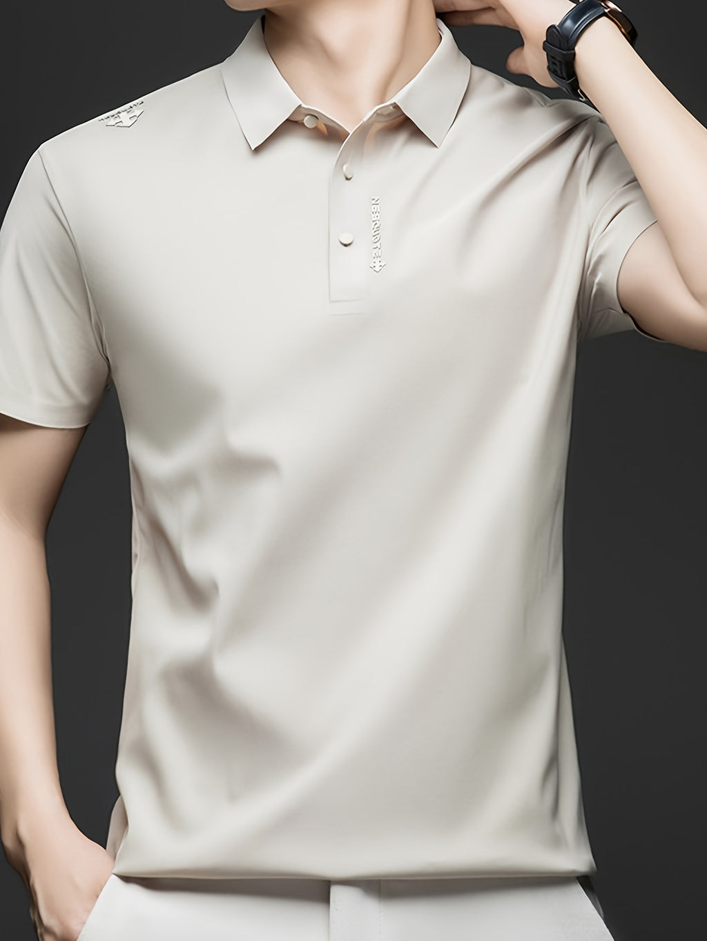 Men'S Summer Short Sleeve Polo Shirt, 3D Structured Collar, Durable And Non-Collapsing, Neckline And Shoulder Line Shaping, Moisture Wicking And Breathable, Non-Sweaty for Long Sitting - SINBOS - Warm White