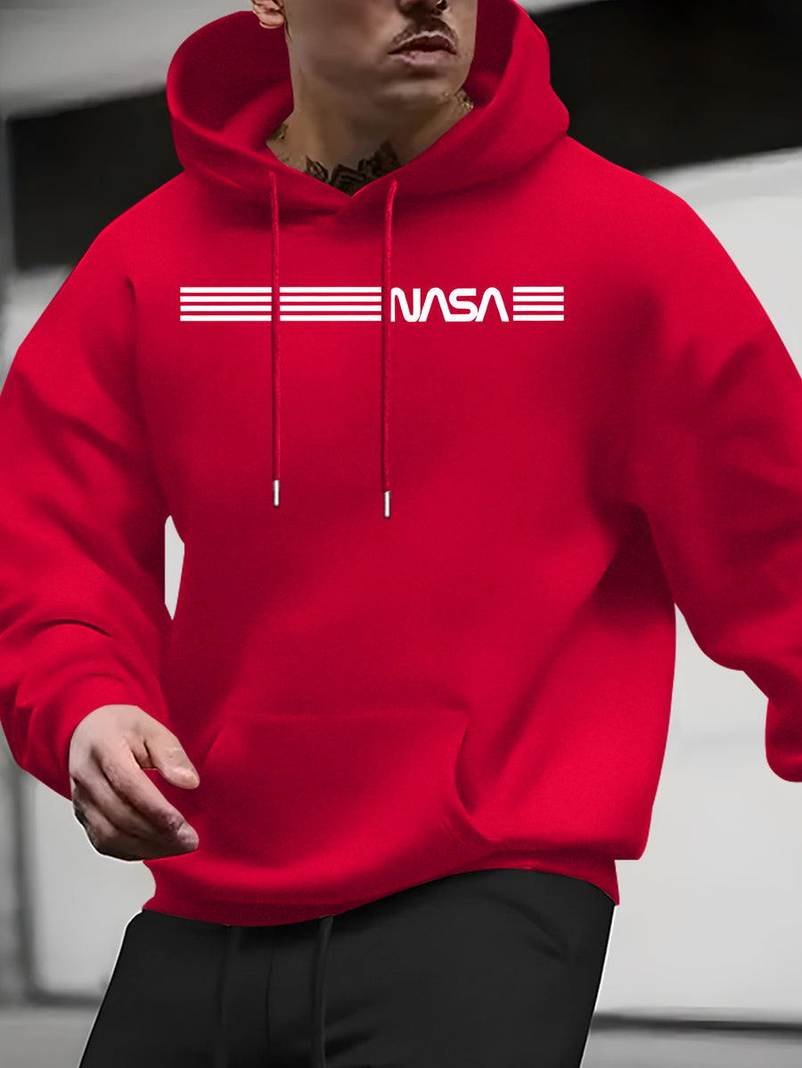 New Arrival: Men'S Hooded Sweatshirt with Geometric Print And Wrinkle-Resistant Fabric - Perfect for Casual Outings And Active Days! - Red