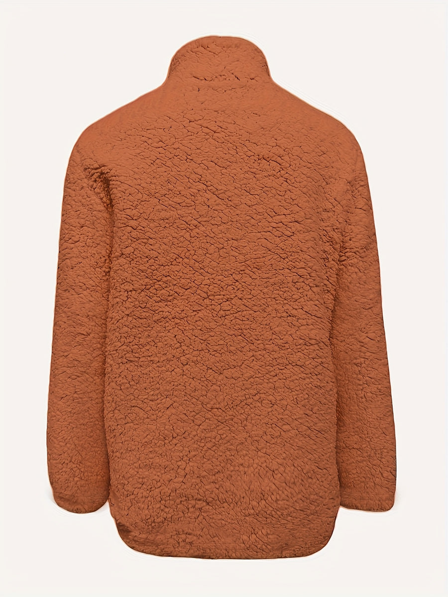 Women's Casual Fashion Pullover Zip-Up Long Sleeve Top - Orange