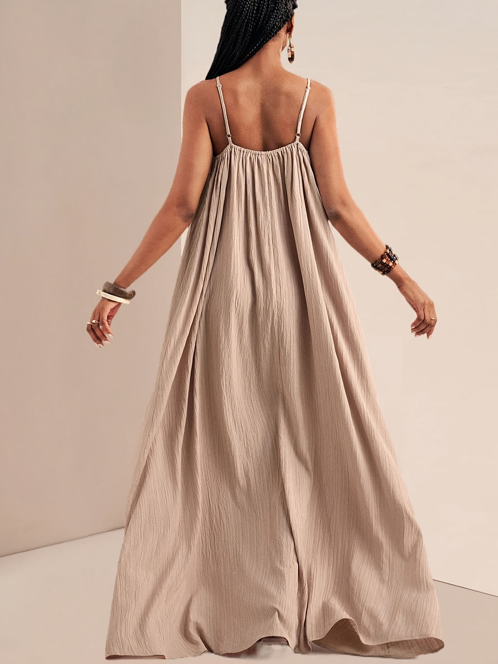Women'S Solid Color Cami Dress - Apricot