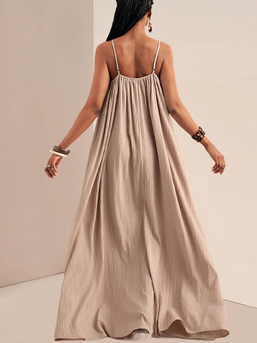Women'S Solid Color Cami Dress - Apricot