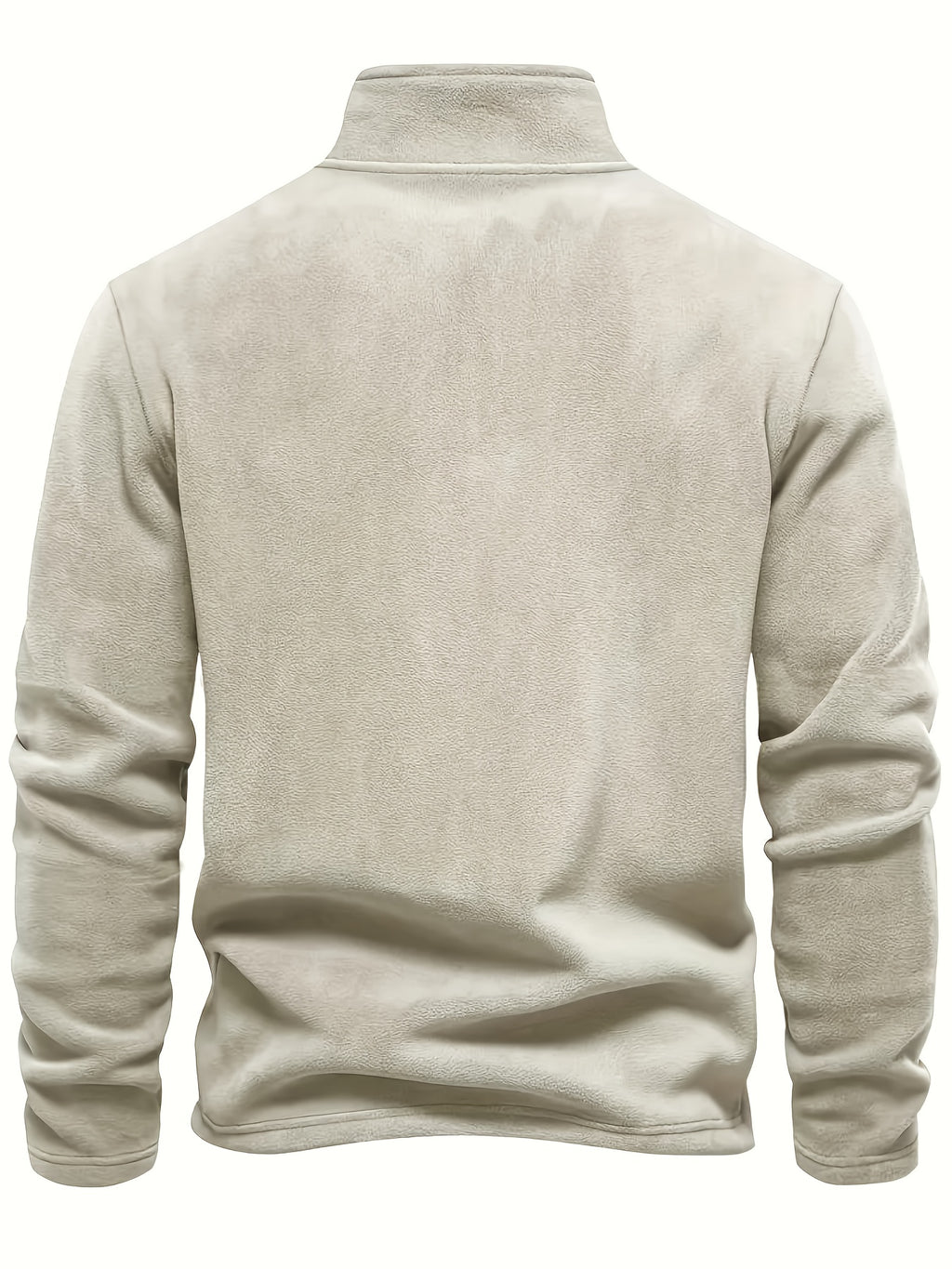 Autumn-Winter Plush Top Half-Zip Sweatshirt Trendy Warm Clothing - Apricot