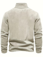Autumn-Winter Plush Top Half-Zip Sweatshirt Trendy Warm Clothing - Apricot