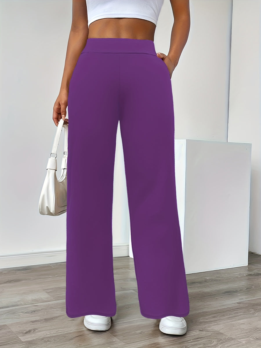 In-Stock Versatile Solid Color Stretch Straight-Leg Trousers - Purple