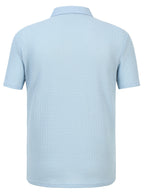 2pcs Set Summer Men'S Textured Jacquard Short Sleeve POLO Shirts | Comfortable Casual Soft Knit Lapel Collar, Ideal for Daily Business Wear - Sky Blue + Dark Green