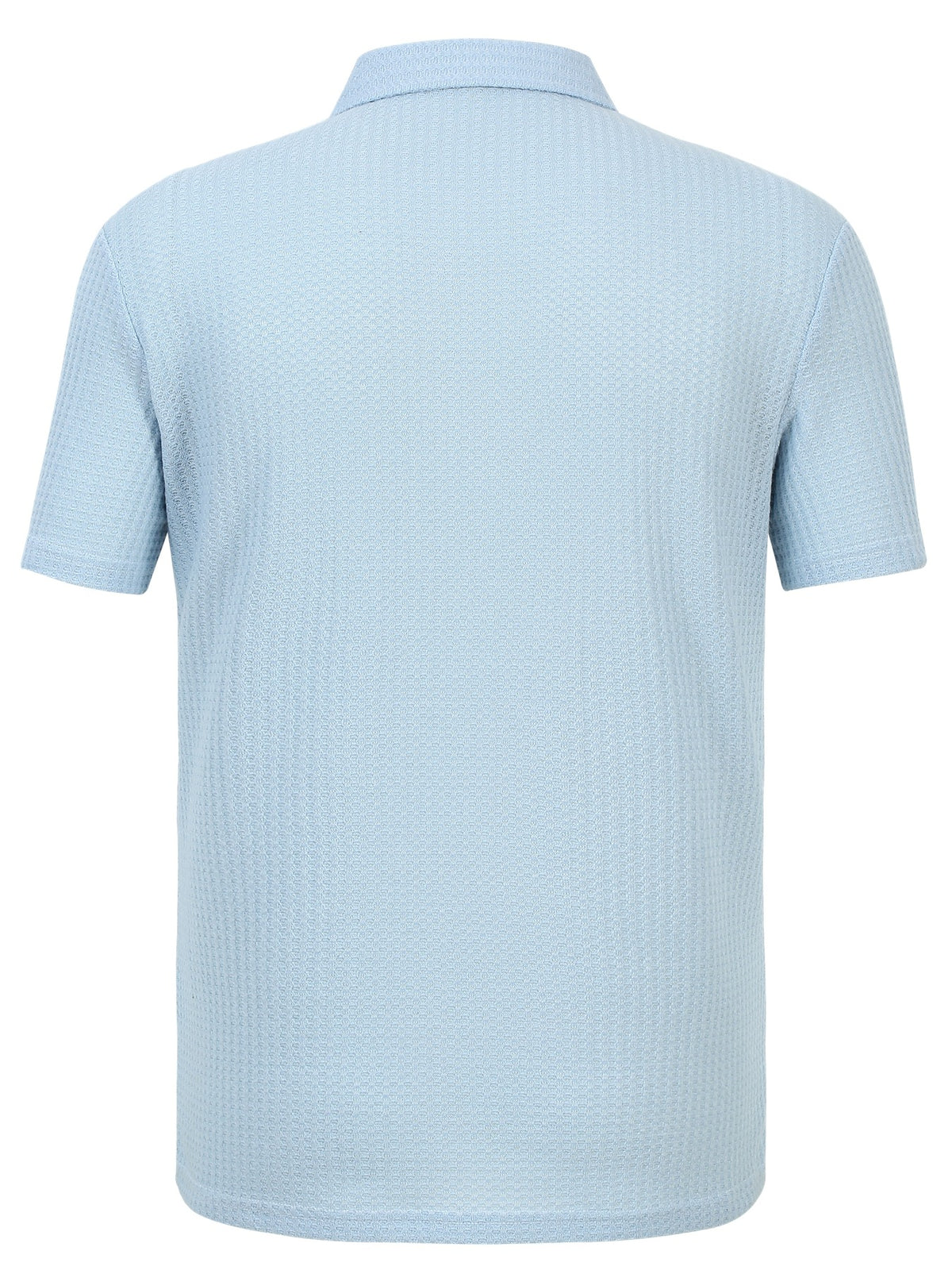 FM723 Palm Tree Print 2pcs Summer Men'S Textured Jacquard Short-Sleeved POLO Shirt Comfortable Casual Soft Knitted Lapel Daily Business Top Gift - Sky Blue + Dark Green