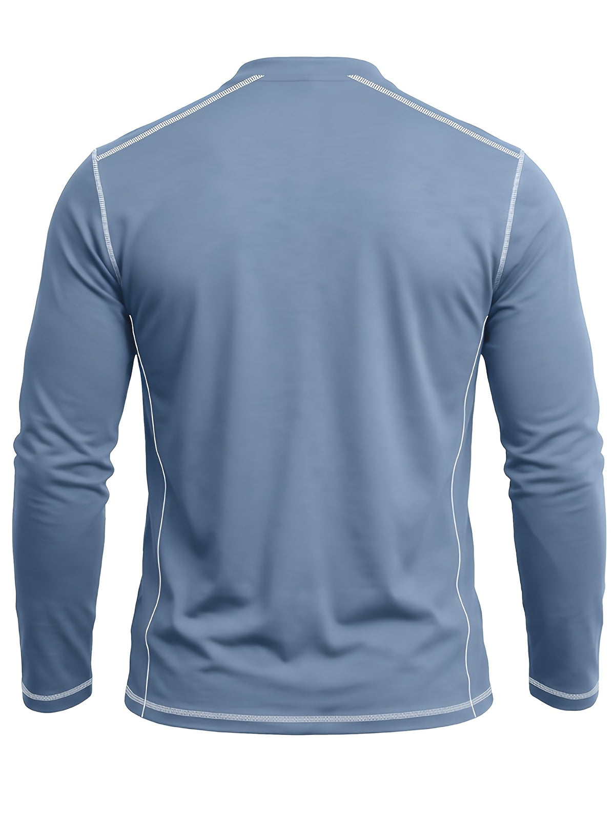 Autumn Winter Men'S Long Sleeve Henley Shirt, Cross-Border New Color-Block Fashion Casual Base Layer Round Neck T-Shirt - Dark Blue 1