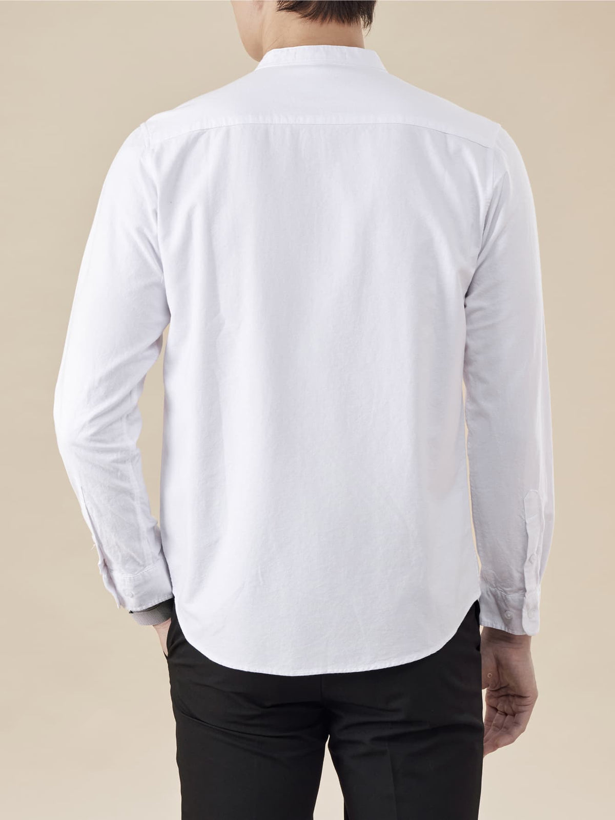 Spring and Autumn Outdoor Sports Men's Fashion Long-Sleeve Shirt for Office Workers, Young and Middle-Aged Urban Style, Versatile for Inner or Outer Wear, Vibrant Style, Casual Turn- Collar Shirt, Solid Color Pure Cotton Long-Sleeve Shirt for Men - White