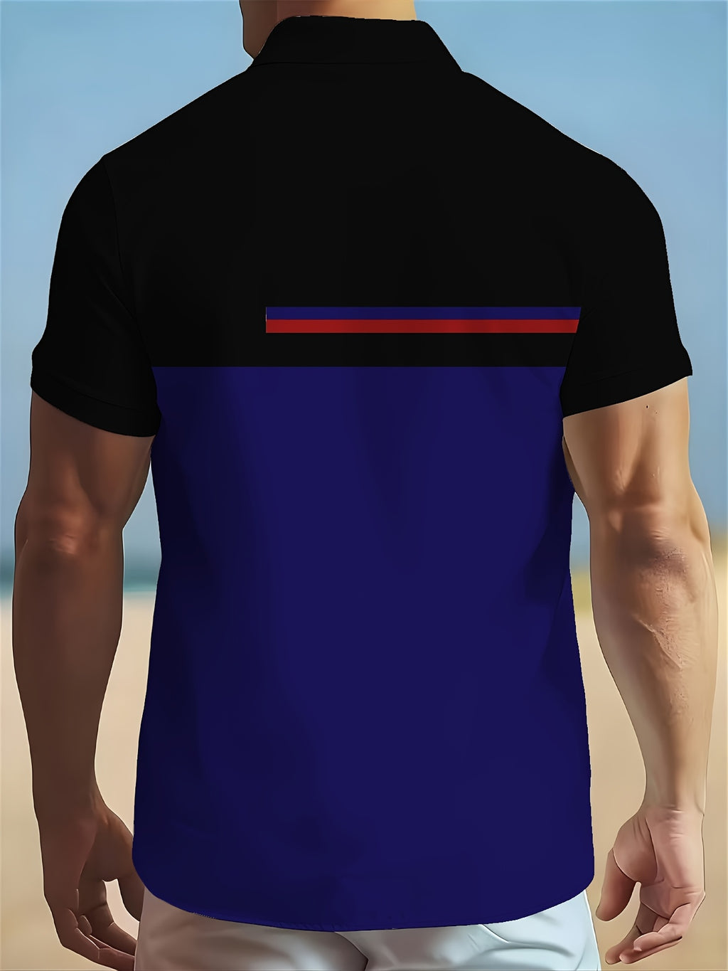 Fashionable and Minimalist Men's Shirt, 3D Printed Men's Summer New Short-Sleeve Shirt - Black