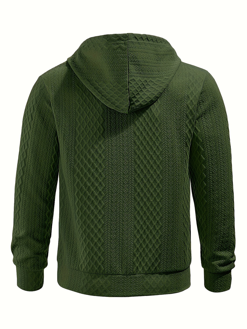 New Men'S Casual Fashion Athletic Cool Versatile Trendy Stylish 3D Jacquard Fabric Two-Button Hooded High Street Popular Sweatshirt - Olive Green