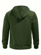 New Men'S Casual Fashion Athletic Cool Versatile Trendy Stylish 3D Jacquard Fabric Two-Button Hooded High Street Popular Sweatshirt - Olive Green