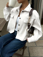 YY0904149 Women'S Lapel Short Jacket, Casual Utility Style Top, Jacket, Shirt Jacket, Spring/Autumn Style - Apricot