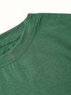 Calvin, Spring and Summer Graphic Print T-shirt, Short Sleeve Crew Neck Casual Top for Summer & Spring, Women's Clothing - Green