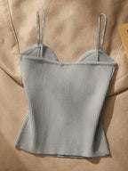 Women's Metal-Embellished Body-Hugging Top ZLLZ - Grey