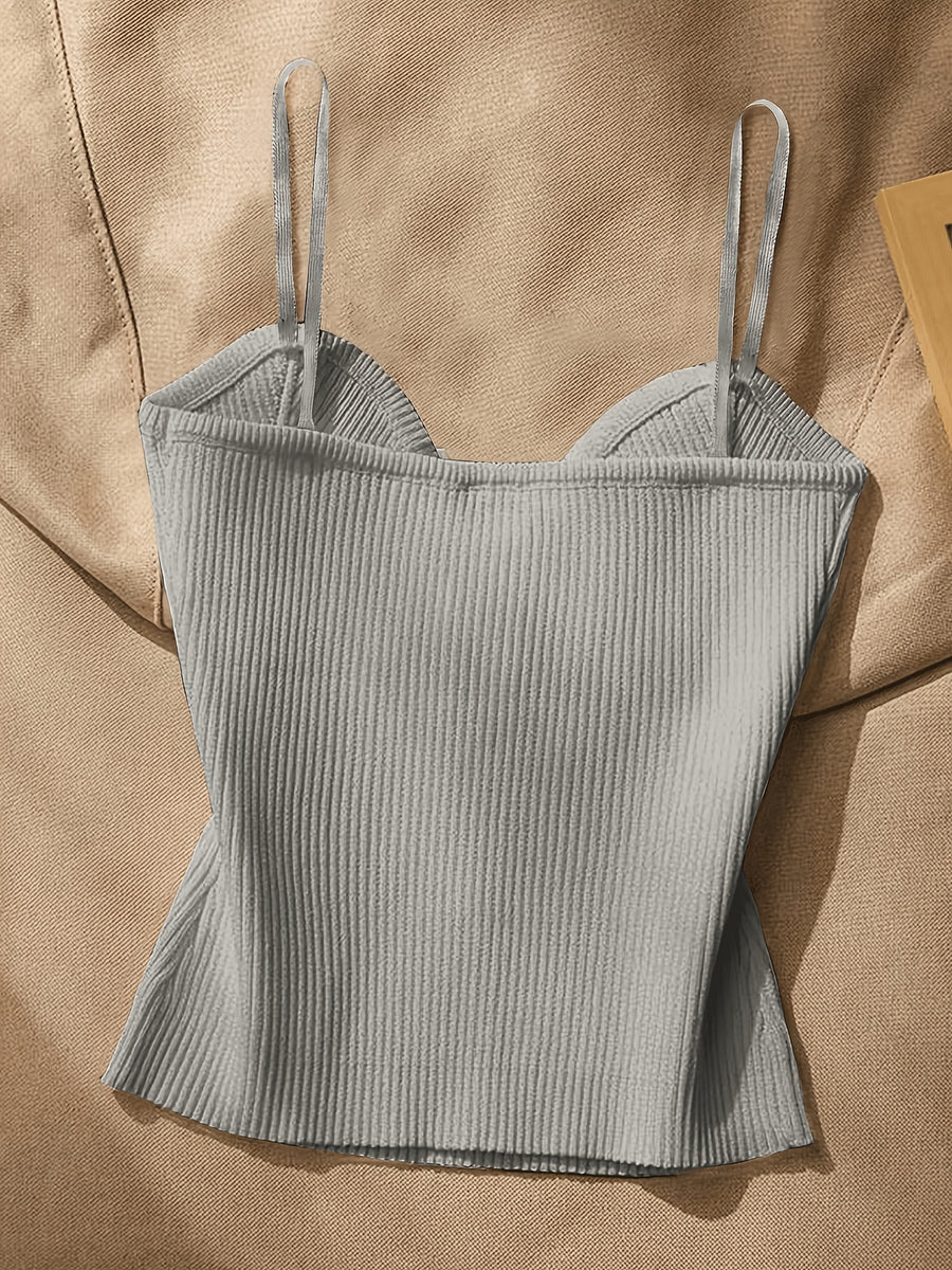 Women's Metal-Embellished Body-Hugging Top ZLLZ - Grey