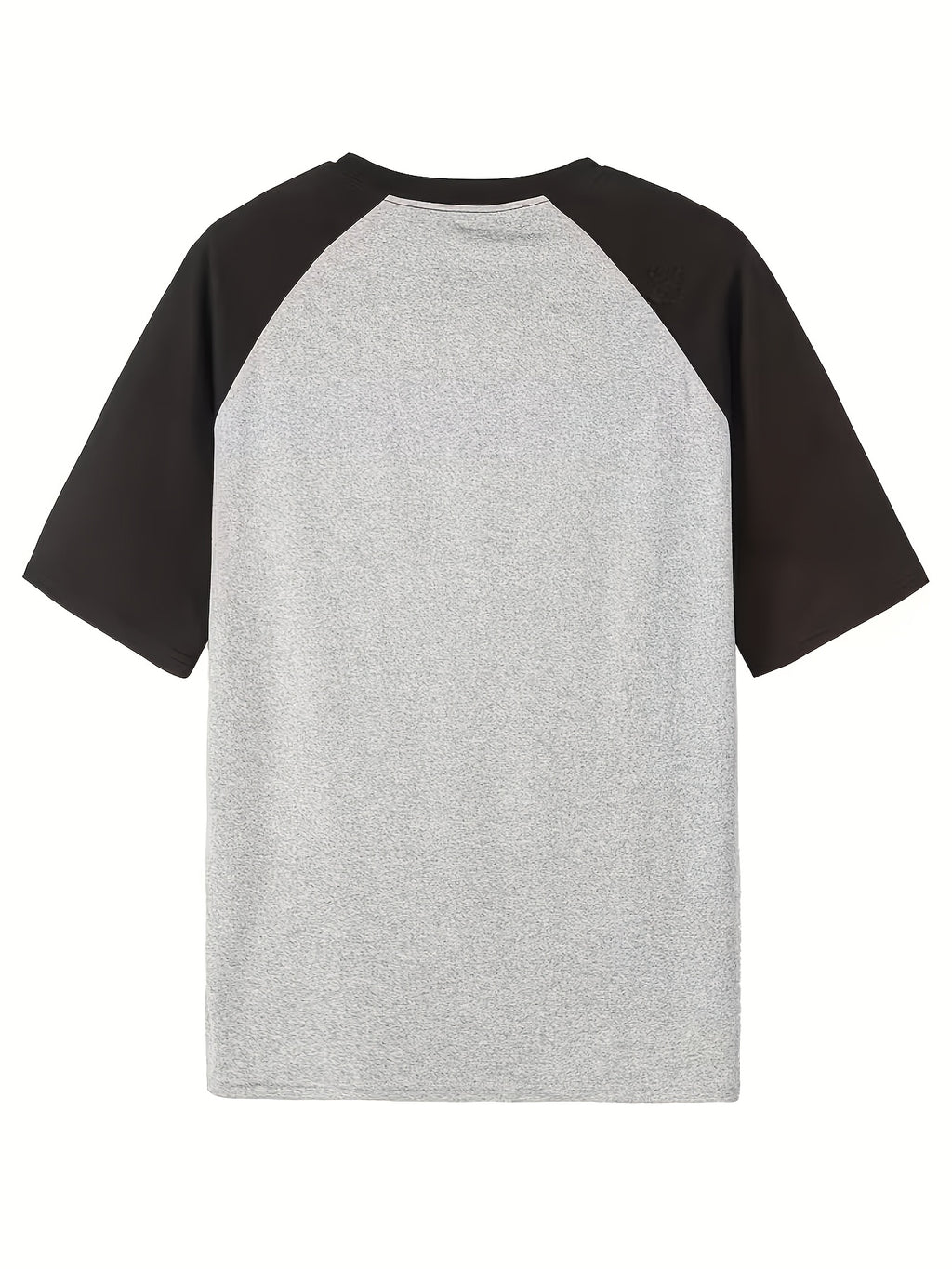 Retro Raglan Short Sleeve Men'S T-Shirt/Summer 2026 New Style/Color-Block Off-Shoulder Top/Casual Outing Outfit/Casual Athletic Top for Men/Round Neck Print Shirt - Grey+Black