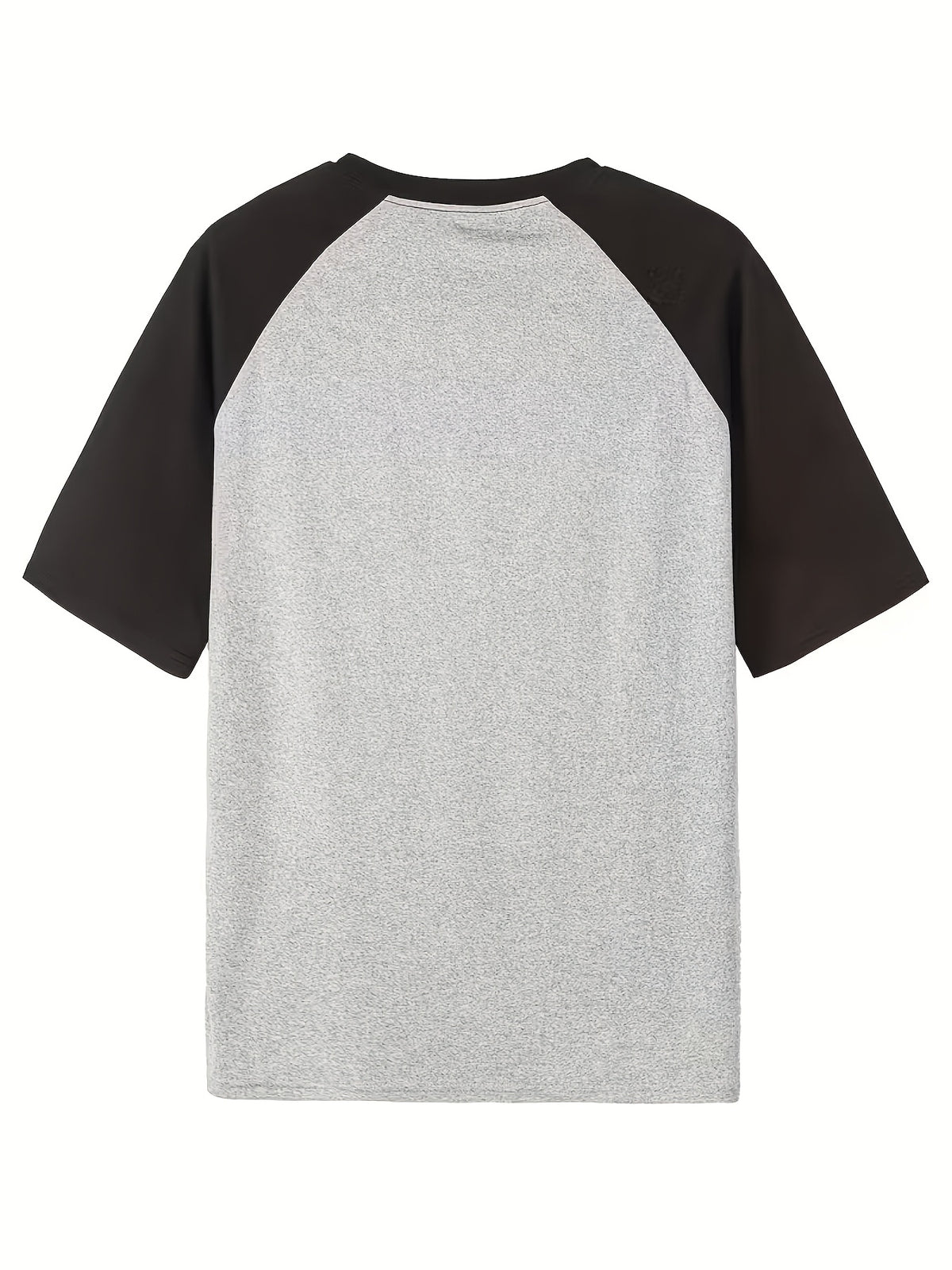 Retro Raglan Short Sleeve Men'S T-Shirt/Summer 2026 New Style/Color-Block Off-Shoulder Top/Casual Outing Outfit/Casual Athletic Top for Men/Round Neck Print Shirt - Grey+Black