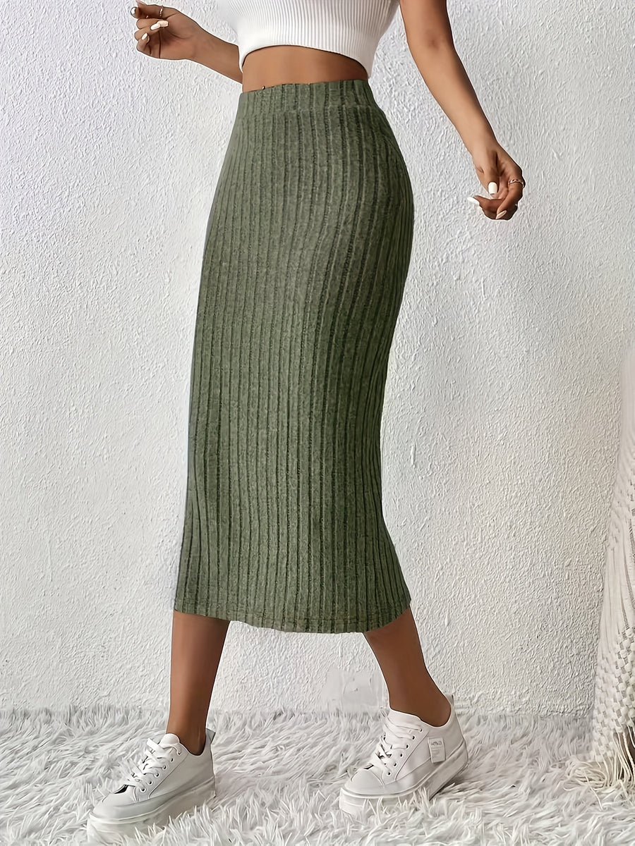 Women's Slit Skirt - Army Green