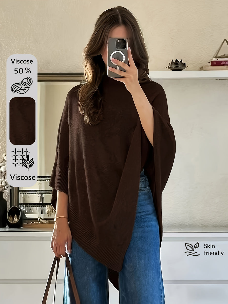 Women's Shawl, Versatile for All Seasons - Elegant and Graceful, Stylish Solid Color Cape Shawl, Wind-Resistant Fashionable Solid Color Multi-Functional Fabric Shawl, - Coffee Color
