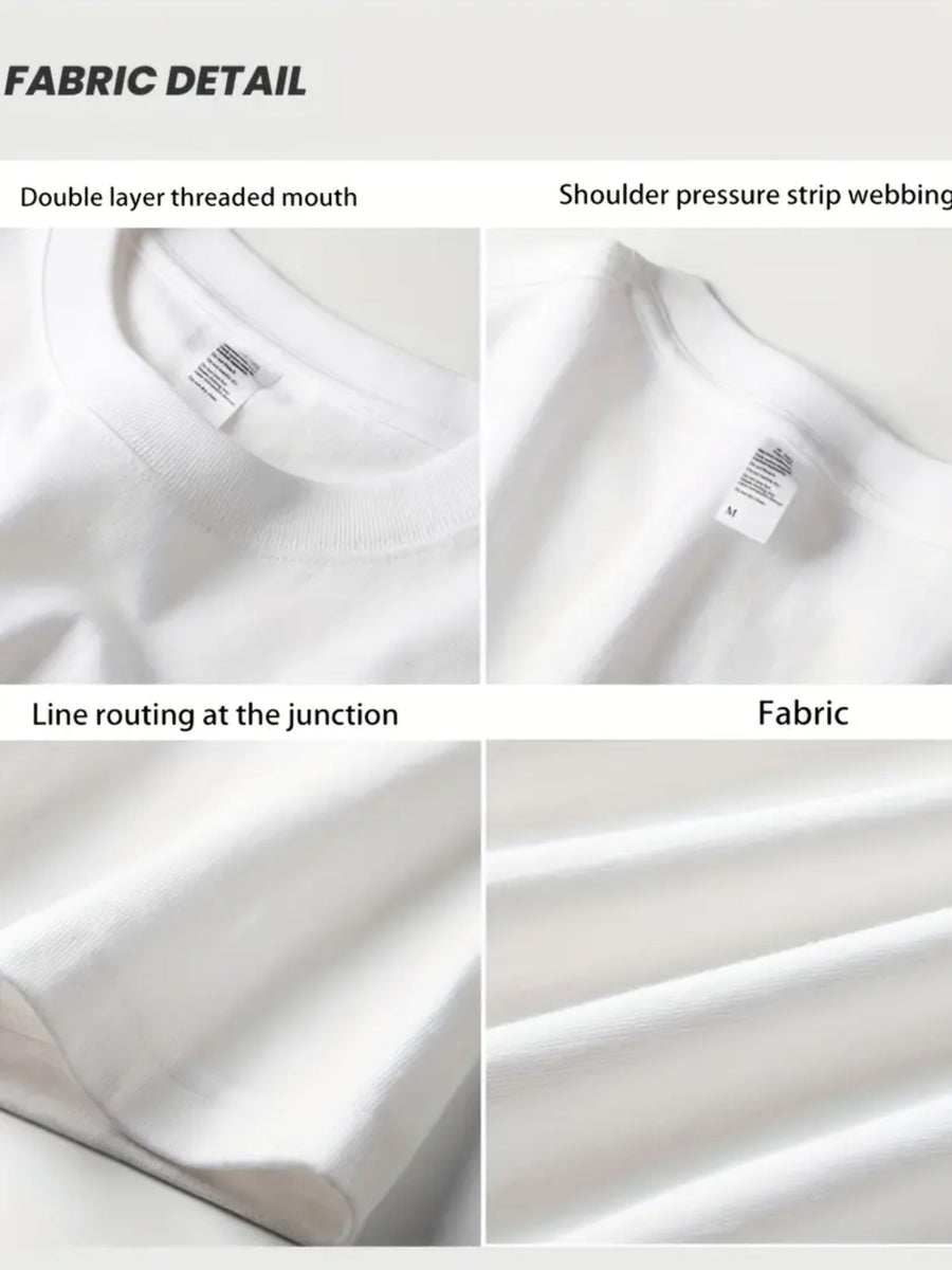 Summer Stylish Niche Printed T-Shirt, Heavyweight High Street English Letter Short Sleeve for Men, Fashionable Loose Fit Daily Short Top - White