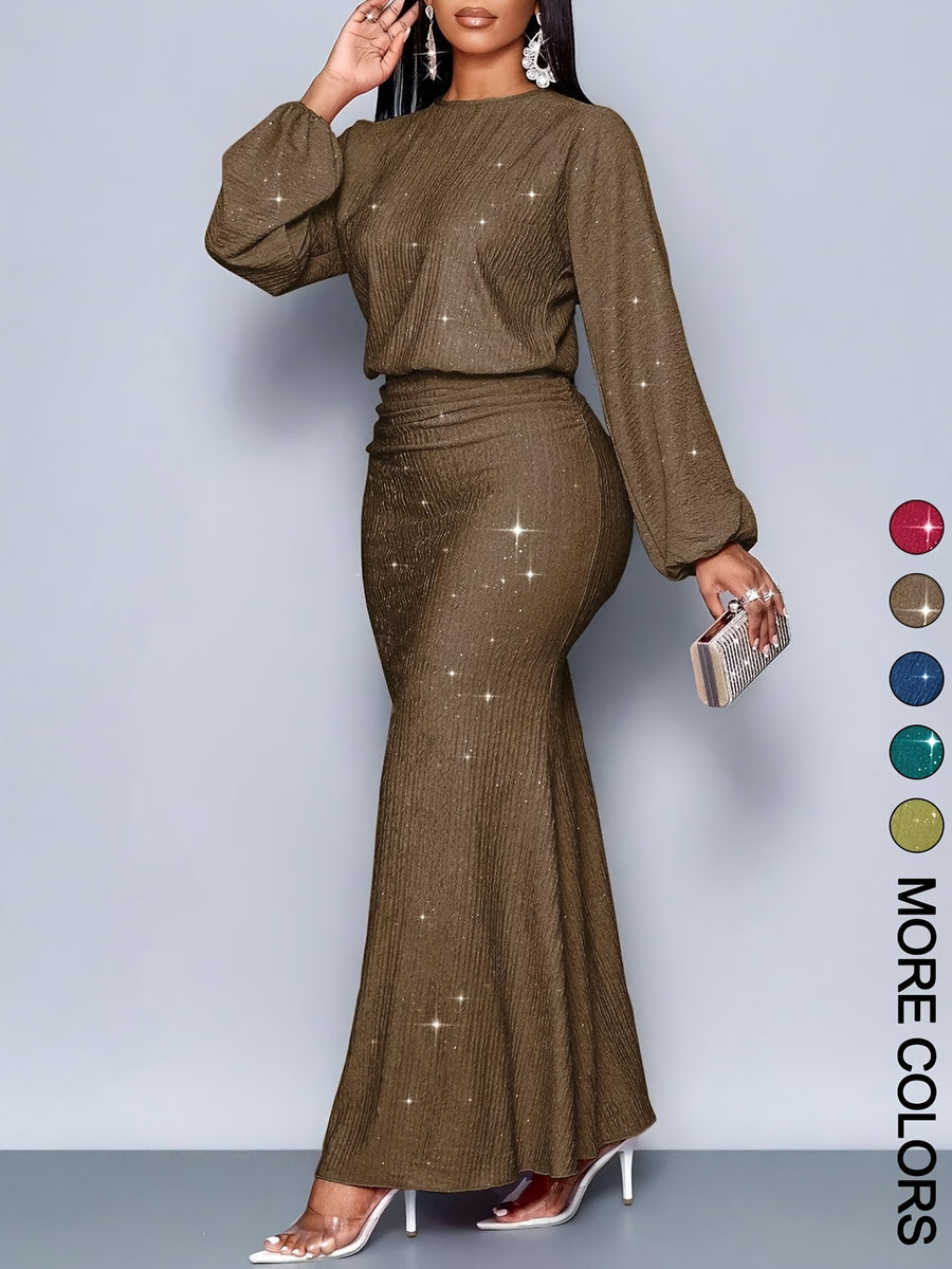 Spring Autumn Winter Christmas Party Vacation And Valentine'S Day Date Elegant Mermaid Hem Tight Sexy Long Sleeve Dress - Dark Brown