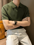 Men'S Summer Polo Shirt, Knit Collar Casual T-Shirt, Breathable And Comfortable Fit for Outdoor Activities, Golfing, Office Business Wear, Or Casual Daily Outfits, Valentine'S Day And Easter Gift - Dark Green