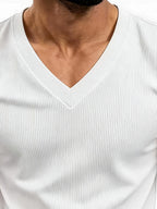 Qiao Ximei Selected Product Henry Collar Shirt 2026 Cross-Border Trendy Ribbed Short Sleeve - White