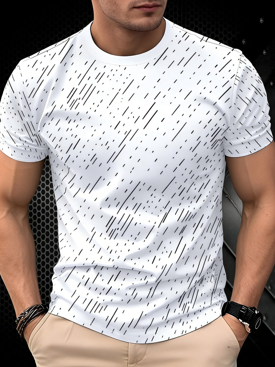 Black Twill Line Digital Printing T-Shirt, Minimalist Men'S Casual Short-Sleeved Shirt, Versatile Commuter Men'S Short-Sleeved T-Shirt, Cool And Breathable, Skin-Friendly And Comfortable, a Perfect Gift - Mixed colors