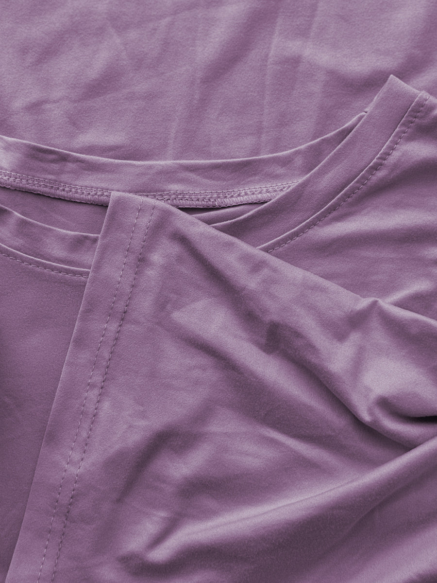 2W104 M-2XL T-Shirt Women Clothes Blouse T-Shirt Crop Top Basic Essentials Korean Style Internet T-Shirt Blouse Clothes Oversize Round Neck Men - Purple