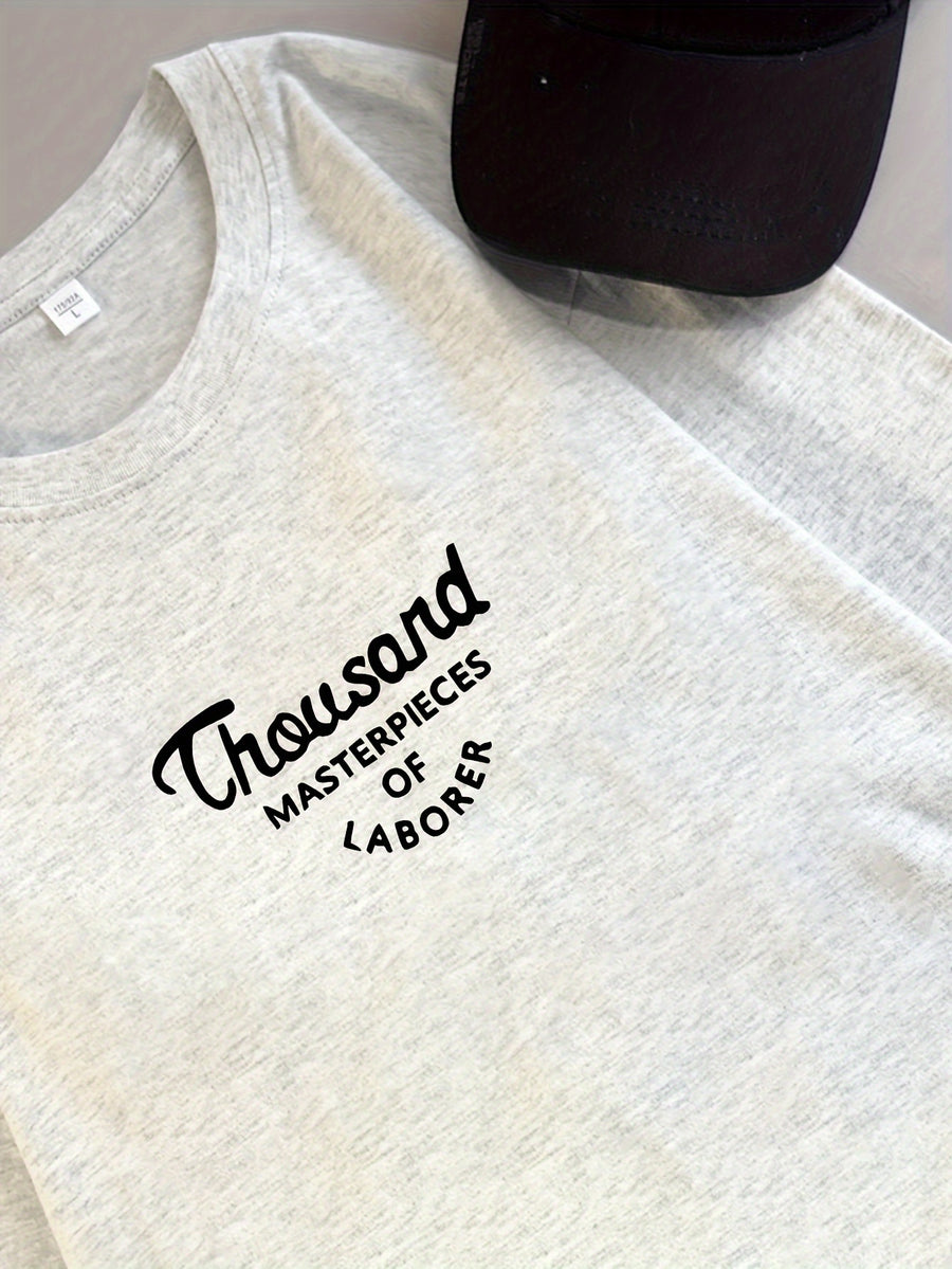 Women's Oversized T-Shirt - Loose Fit Short Sleeve Top with Letter '' Print, Round Neck Casual Summer Blouse for Spring Summer Fall, Breathable Casual Attire (Hand Washable) - White Gray