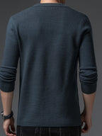 [Starry Prosperity] Men'S Solid Color Cardigan Long Sleeve Casual Knit Blazer for Fall/Winter - Green