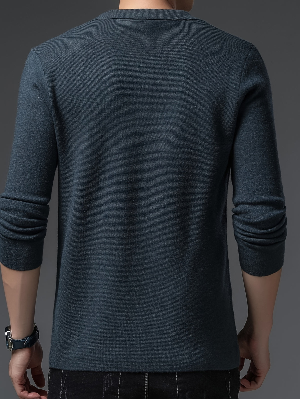 [Starry Prosperity] Men'S Solid Color Cardigan Long Sleeve Casual Knit Blazer for Fall/Winter - Green