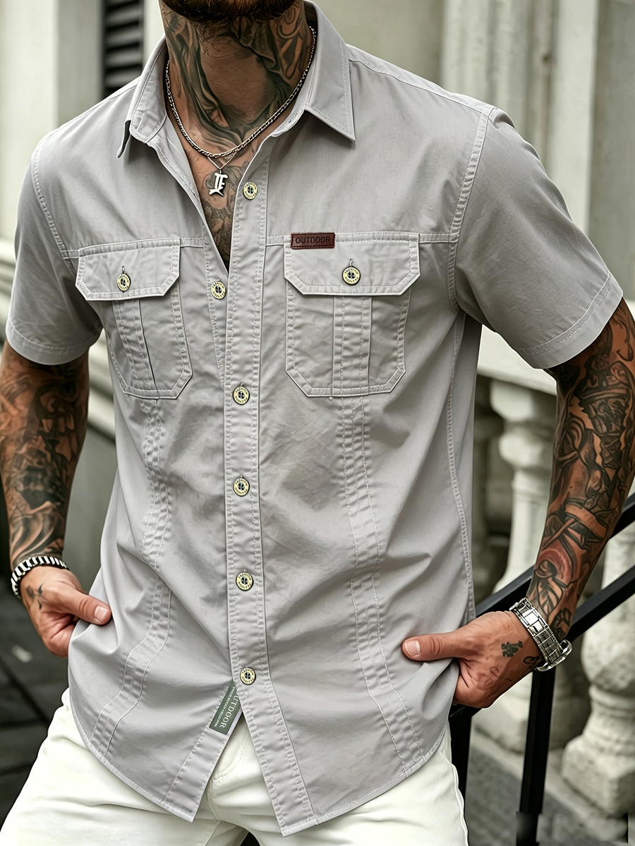 Men'S Summer Cool Shirt Top - Casual, Versatile, Sweat-Absorbent And Quick-Dry Short Sleeve Shirt. Fashionable And Trendy Men'S Clothing. Suitable for Daily Workwear, Outings, Shopping, Vacations, And Leisure Activities - Off-white
