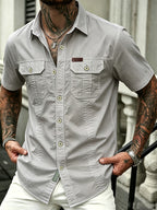 Men'S Summer Cool Shirt Top - Casual, Versatile, Sweat-Absorbent And Quick-Dry Short Sleeve Shirt. Fashionable And Trendy Men'S Clothing. Suitable for Daily Workwear, Outings, Shopping, Vacations, And Leisure Activities - Off-white