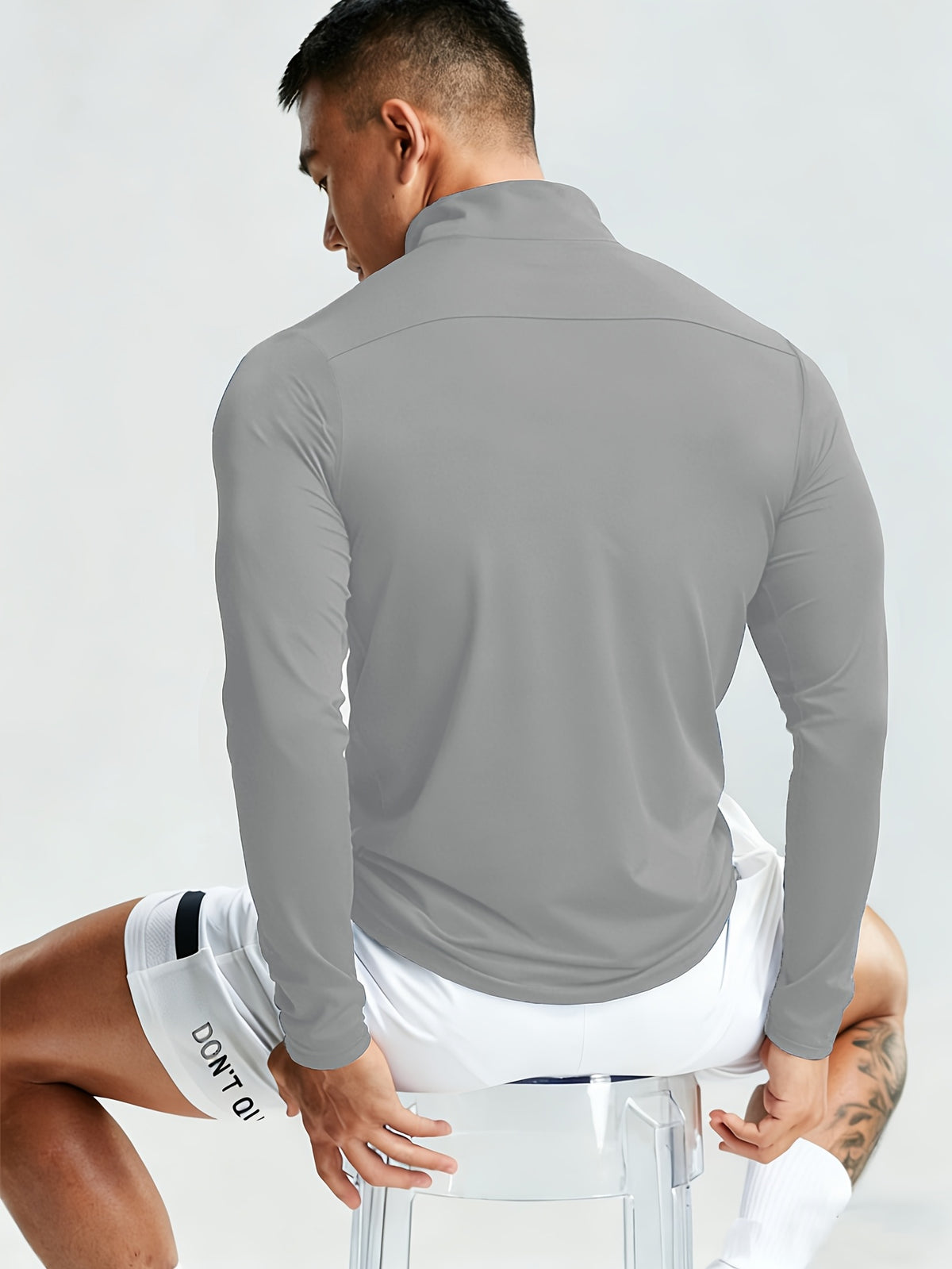 New Men'S Polo Shirt, Men'S Fashionable Trendy Print Polo Shirt, Half-Button Collar Polo Shirt, Suitable for Running, Gym, Cycling, Marathon And Other Sports Tops, Breathable And Non-Stuffy, Machine Washable - Grey