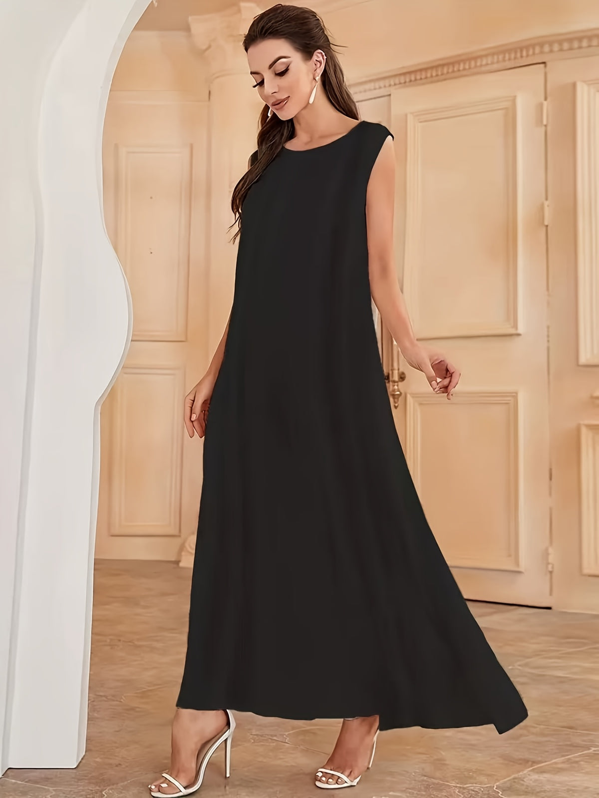 1pc Fashionable, Elegant And Comfortable Bubble Color Fabric. Pure Color Suitable for Daily Outdoor Travel And Leisure. Loose And Comfortable Women'S Abaya Vest. Abayas for Women Muslim Namaz Dresses Women'S Traditional Robe - Black
