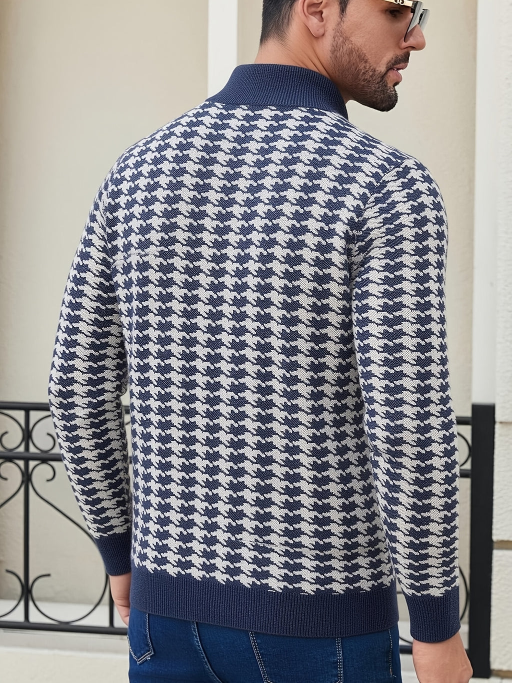 Men's Casual Jacquard Jacket - Solid Color Regular Fit Versatile Long-Sleeve Top for Spring and Autumn, Hand Wash/Dry Clean, Autumn/Winter Outerwear, Fashionable Street Style, Structured Design, Four-Season Warm Business Casual Jacket - Royal Blue
