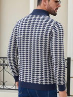 Men's Casual Jacquard Jacket - Solid Color Regular Fit Versatile Long-Sleeve Top for Spring and Autumn, Hand Wash/Dry Clean, Autumn/Winter Outerwear, Fashionable Street Style, Structured Design, Four-Season Warm Business Casual Jacket - Royal Blue