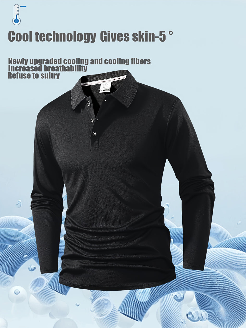 Spring And Autumn Explosive Value Three-Piece POLO Collar Long-Sleeved Top for Men, Stylish, Easy And Versatile, Solid Color Design, Multi-Color Optional Sports And Casual, Soft And Comfortable, Jumper, 220G/Square Meter Fabric Weight - Black+green+white