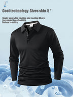 Spring And Autumn Explosive Value Three-Piece POLO Collar Long-Sleeved Top for Men, Stylish, Easy And Versatile, Solid Color Design, Multi-Color Optional Sports And Casual, Soft And Comfortable, Jumper, 220G/Square Meter Fabric Weight - Black+green+white